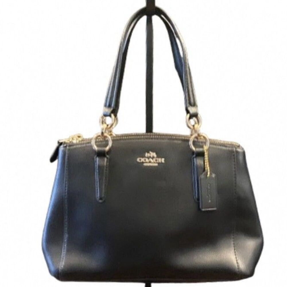 Coach Mini Christie Carryall Black Crossgrain Leather Crossbody Bag F36704 Auth